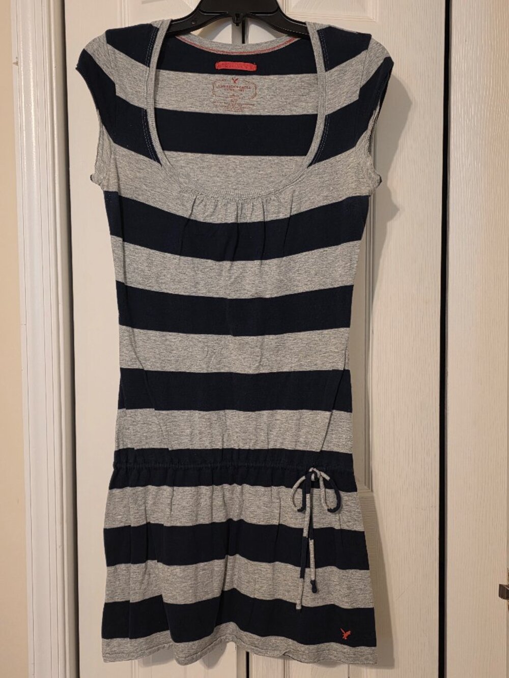 American Eagle - Summer Dress - Medium Grey and Navy striped - S